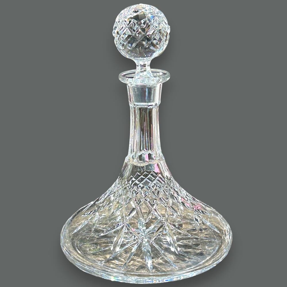 Crystal Ships Decanter With Stopper 10" Tall 7.5" Diameter at Base